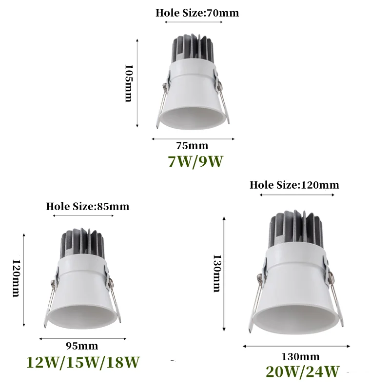 O diodo emissor de luz novo encaixou o copo alto downlight conduziu a luz do ponto 90v-265v pode ser escurecido downlight céu lanterna shopping loja