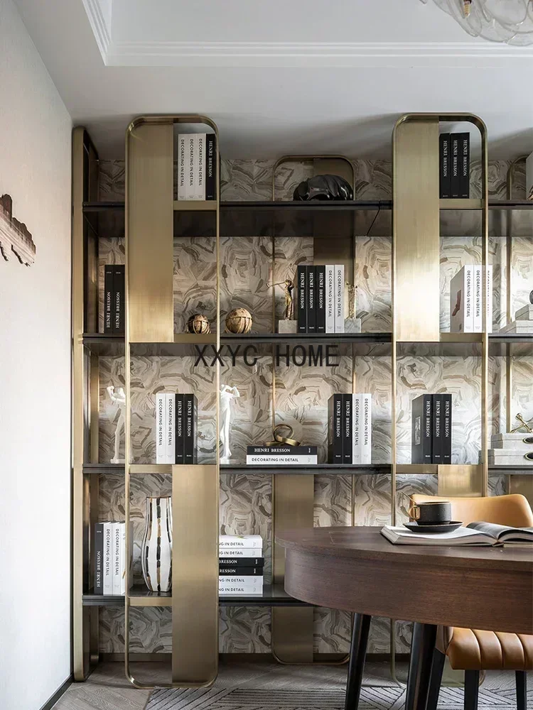 

Modern Light Luxury Multi-Layer Bookshelf Combination Study & Living Room Partition Floor Display Storage Shelf