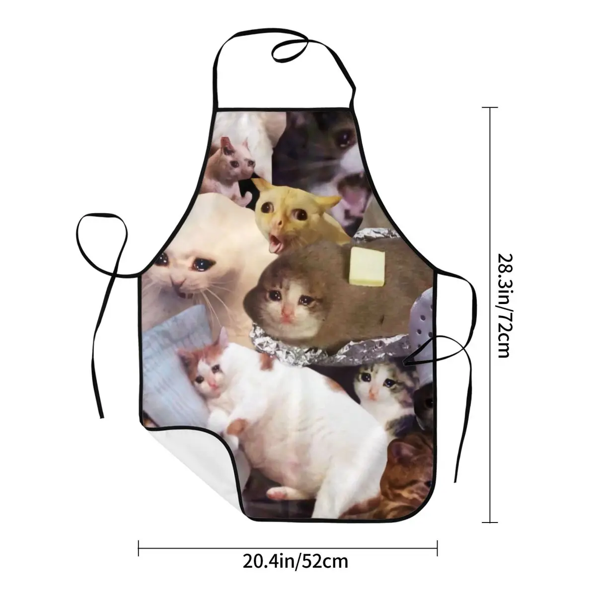 Custom Bib Crying Cat Memes Aprons for Men Women Unisex Adult Chef Kitchen Cooking Animal Tablier Cuisine Gardening