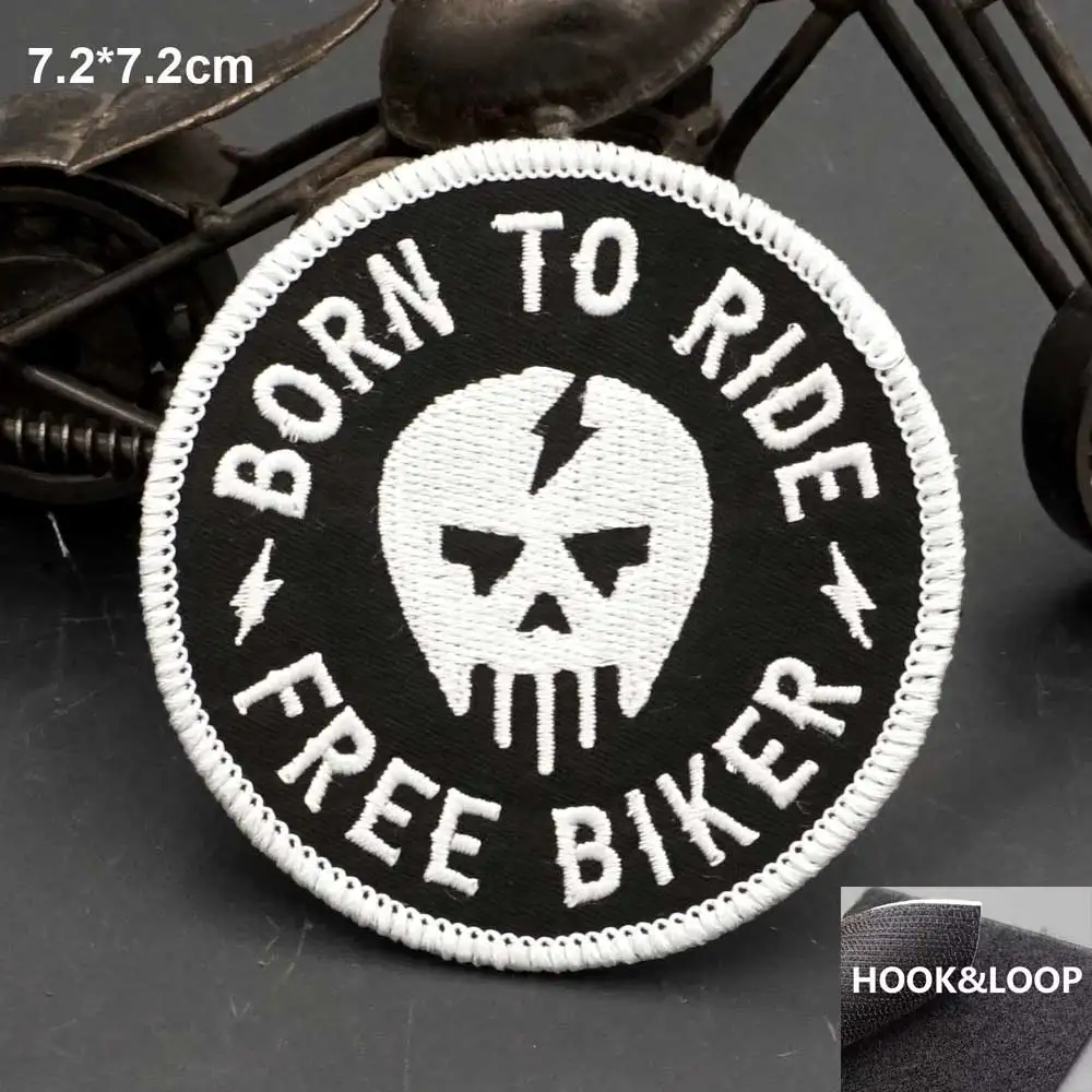 Born to ride free biker Embroidery Patches Punk Rider Badge for Clothing Backpack Caps DIY Appliques