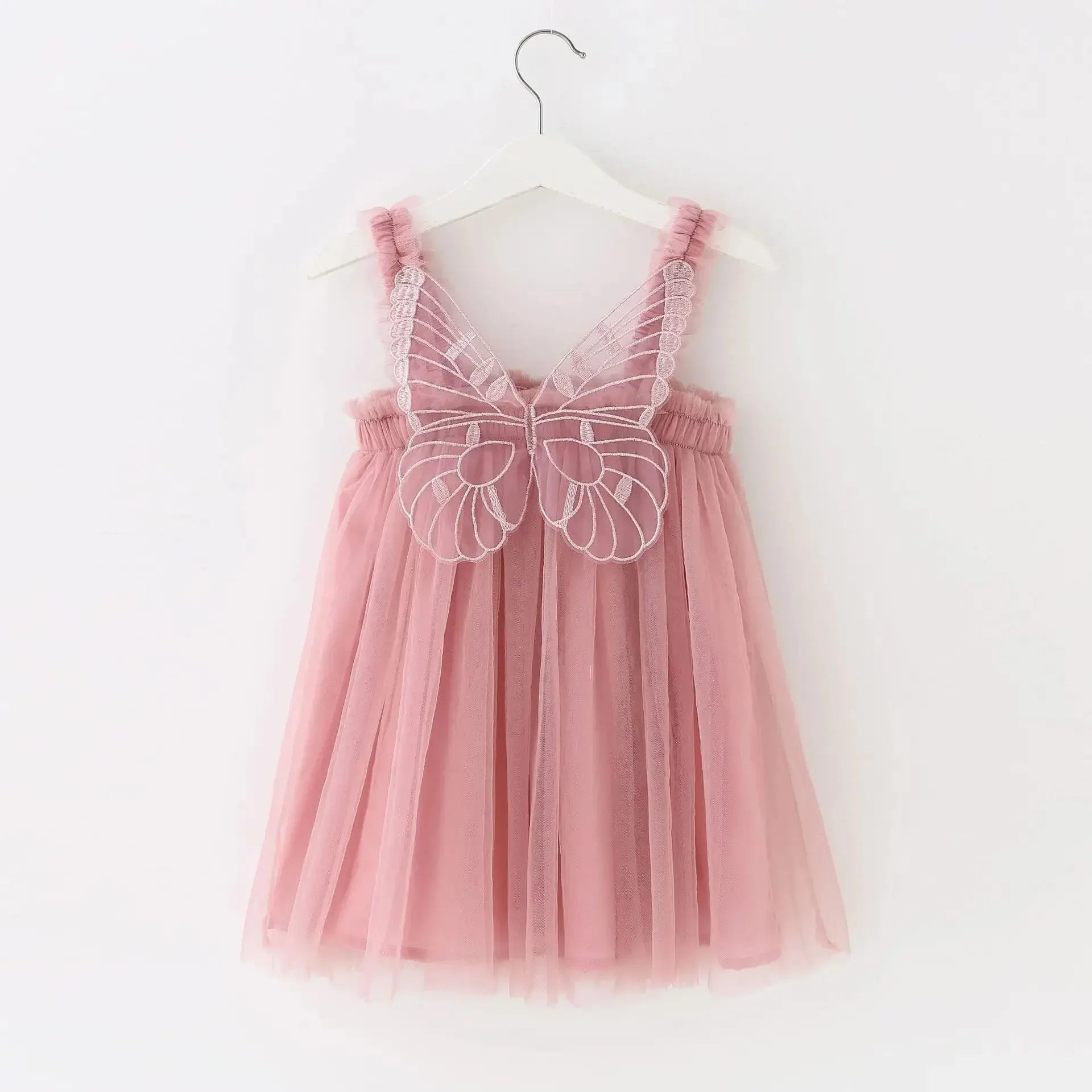 Baby Dresses for 1-5 Yrs Suspender Kids Mesh Summer Dress with Butterfly Wings Little Girls Birthday Cute Princess Dress