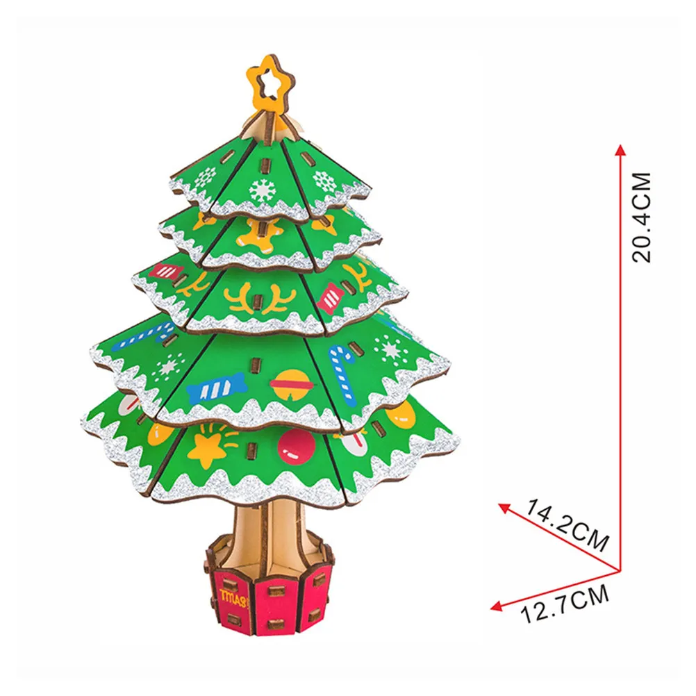 

Christmas Tree 3D Puzzle High Quality Colorful Wooden Jigsaw Early Education DIY Puzzle Gift for Kids Children Cognitive