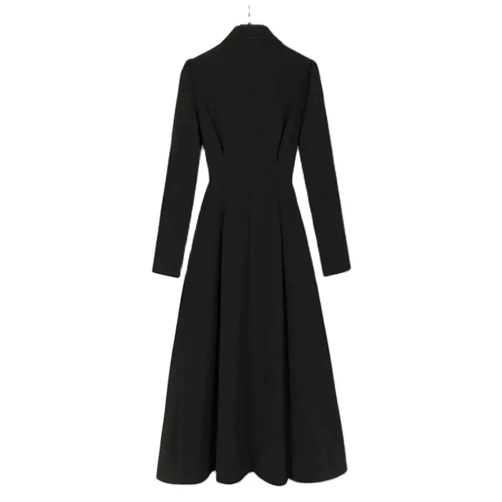 Elegant Belted Ruffled Shirt Dress Women 2024 Pleated Long Sleeve Midi Sundress Fashion Solid Suit Collar Office Vestidos