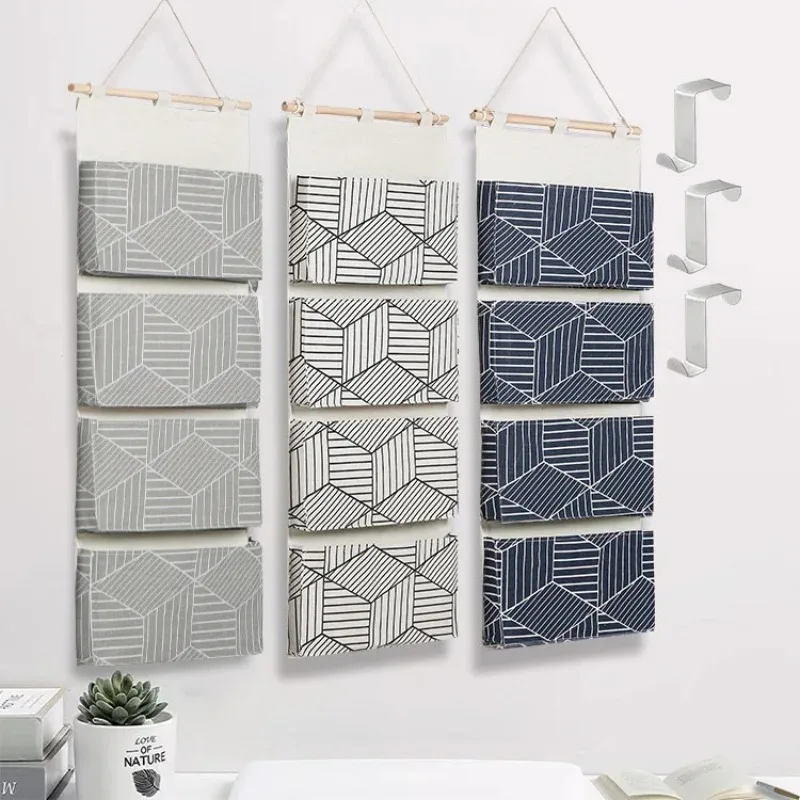 حقيبة تخزين متعددة الطبقات من القماش المثبت على الحائط، حقيبة للتعليق على الحائط، باب خزانة الملابس، حقيبة تخزين أثرية للتعليق #4