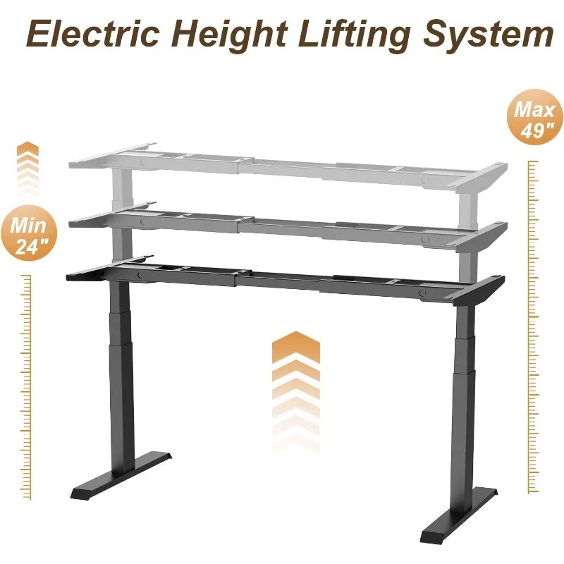 Standing Desk Frame Dual Motor Height Adjustable Desk Motorized Stand Up Desk-Black(Frame Only)