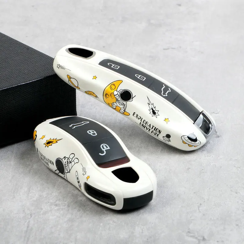 Luxury ABS Painted Astronaut Car Key Case Cover Holder Suitable for Porsche Macan Panamera 718 Cayenne 911 Car Key Accessories