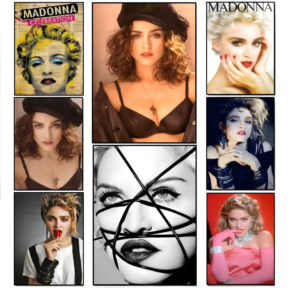 Pop Icon M-Madonna Poster Frameless Wall Art Print, Peel-and-Stick Removable