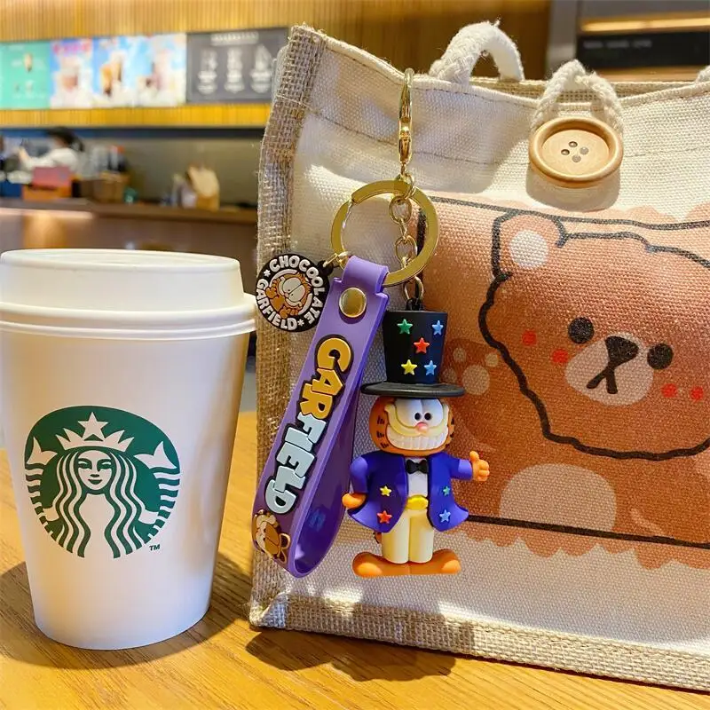 Garfield Cartoon Backpack Chain Car Access Key Chain Gift to Friends and Classmates with Creative and High Beauty Small Gifts view 3