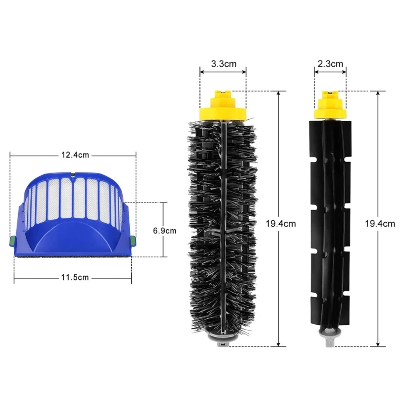 M2EE กรองสำหรับ IrobotRoomba 600 Serie 610/618/614/620/645/650/651/655/660/552/564/585 เครื่องดูดฝุ่น Beater แปรงด้านข้าง
