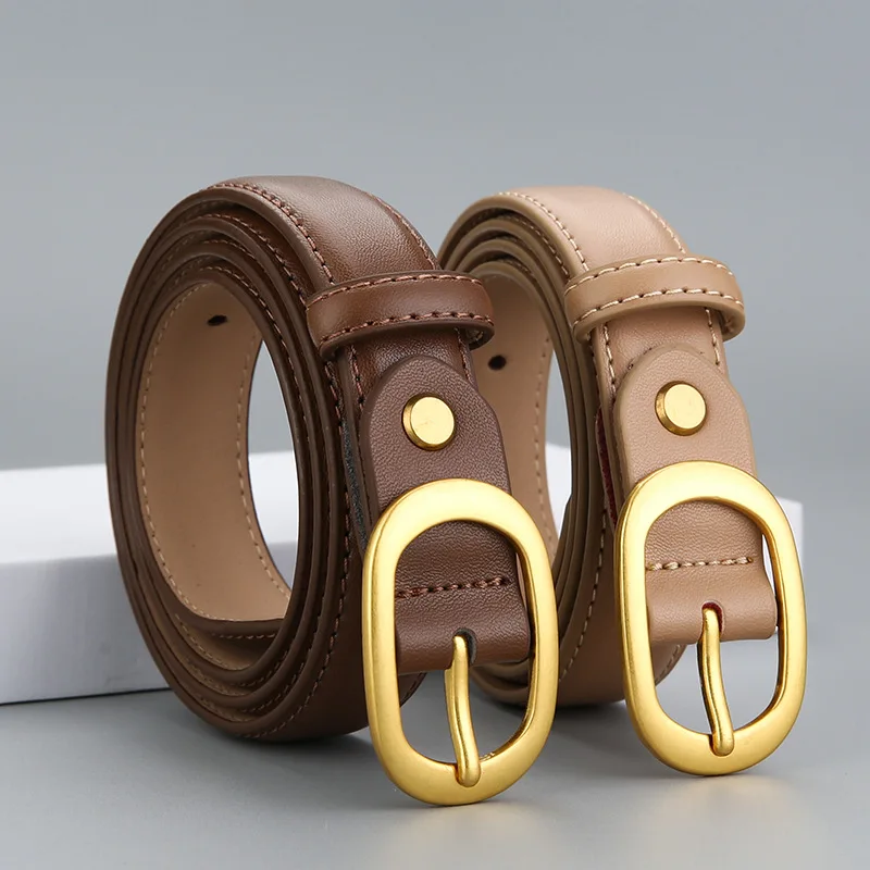 2023 New Luxury Designer Ladies Genuine Leather Casual Belt Women's Retro Gold Pin Buckle Belt Student Couple Jeans Belt 103cm