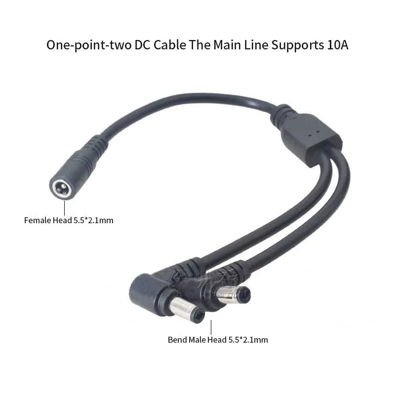 10A Elbow DC5.5 x 2.5 Wire Splitter Connection Cable Monitoring Power Line Bold DC5521 1 Female to 2/3/4 Male Extension Wire