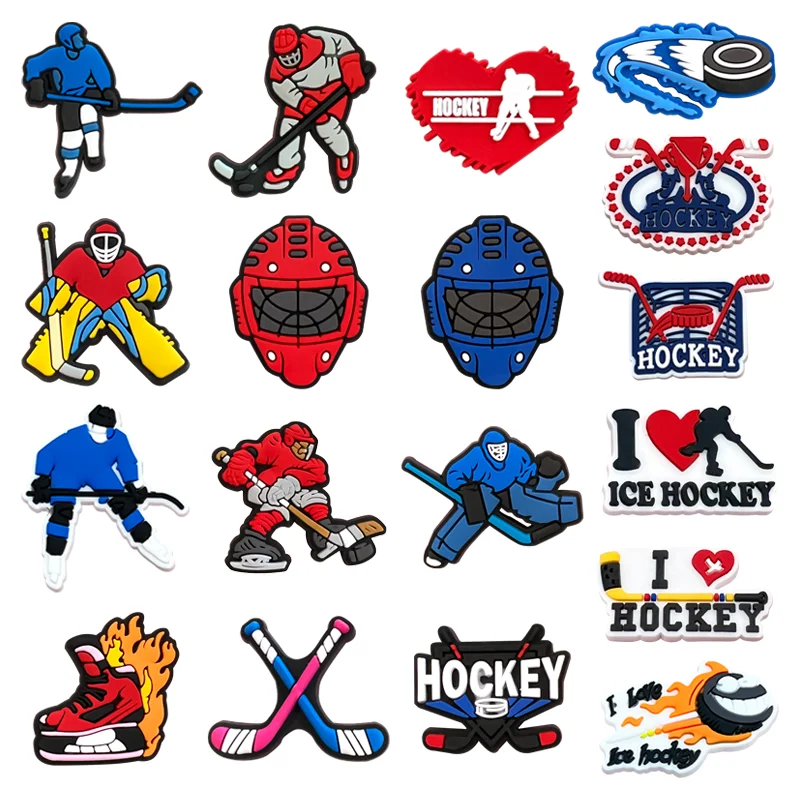 Ice Hockey Sport Shoe Charms for Clogs Sandals Decoration Shoe Accessories Charms for Friends Gifts