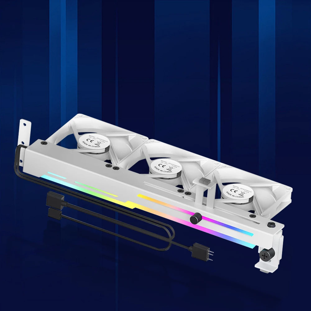 2 in 1 Graphics Card Cooler 1800RPM 5V 3Pin ARGB RGB LED Graphics Card Holder with 3x80mm Fans Graphics Card Cooling Fan