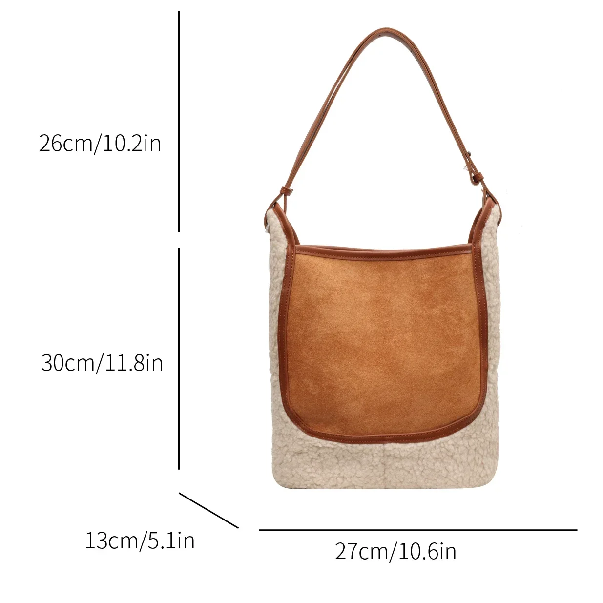 Trendy Brand fashion Lamb Wool Shoulder Bag Bucket Women Handbags And Purse 2024 New cute  Lady\'s Suede Leather Messenger Bag