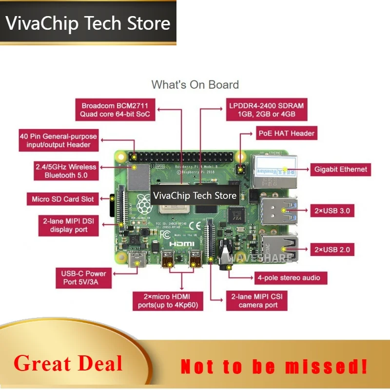VivaCTRaspberry Pi 4 Model B 8GB RAM, Completely Upgraded