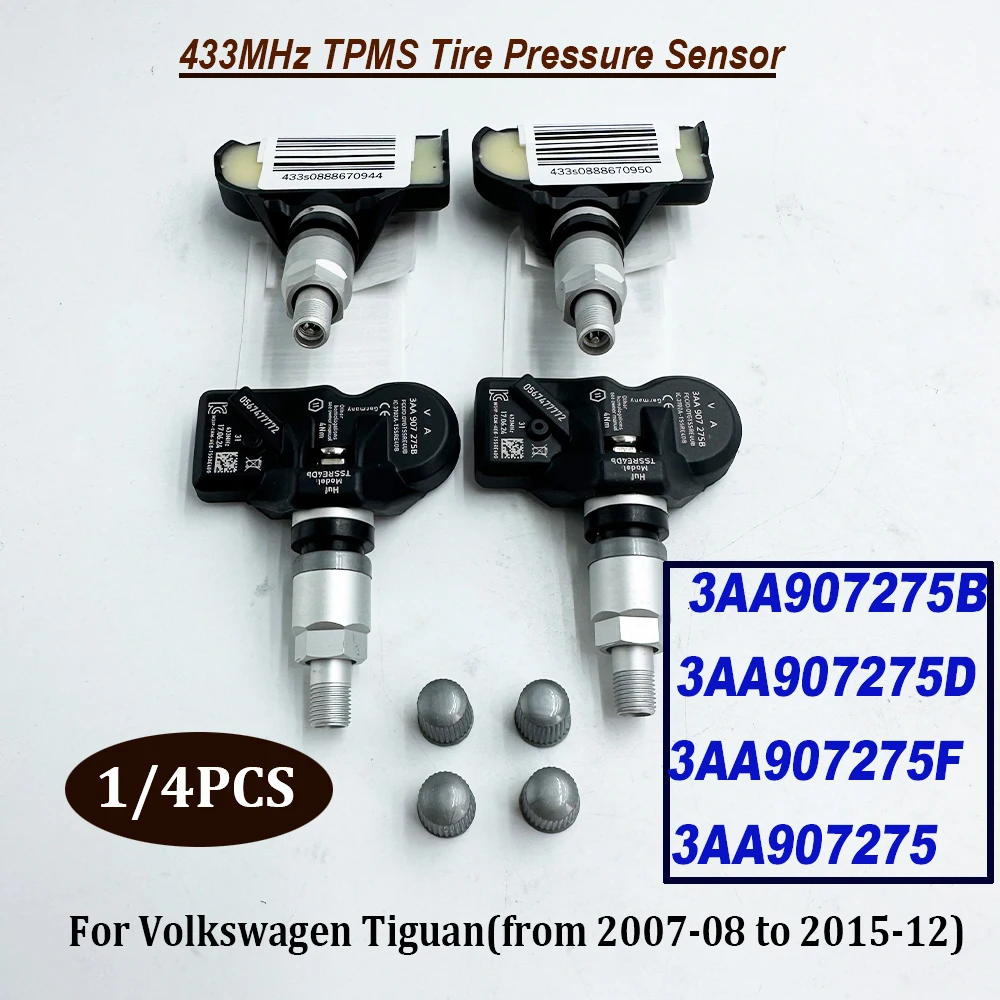 NEW 1/4PCS 3AA907275B 3AA907275 TPMS 433MHz Tire Pressure Monitoring Sensor 3AA907275F 3AA907275D For V-olkswagen CC 2012-2017