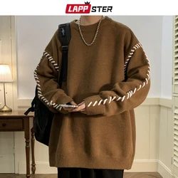 LAPPSTER Designer Striped Korean Fashions Sweaters Y2k Pullovers Luxury Harajuku Streetwear Knitwears Oversized Knitted Sweaters