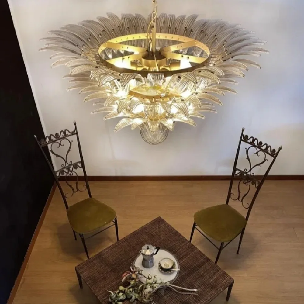 French Vintage Glass Living Room Chandelier Monolara DesignerBedroom Mid-Century Style Duplex-Style Dining RoomLarge Villa Light