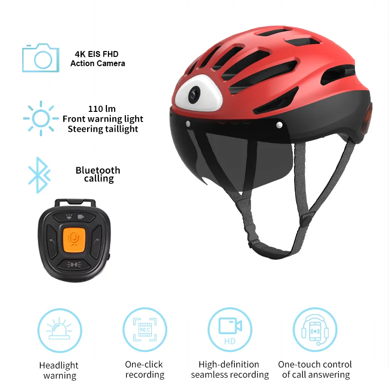 Smart 4K Helmet Bicycle Helmet Motorcycle Cycling Trip Bluetooth-Compatible Wireless Men\'S For With Bike Light Camy Helmets Man