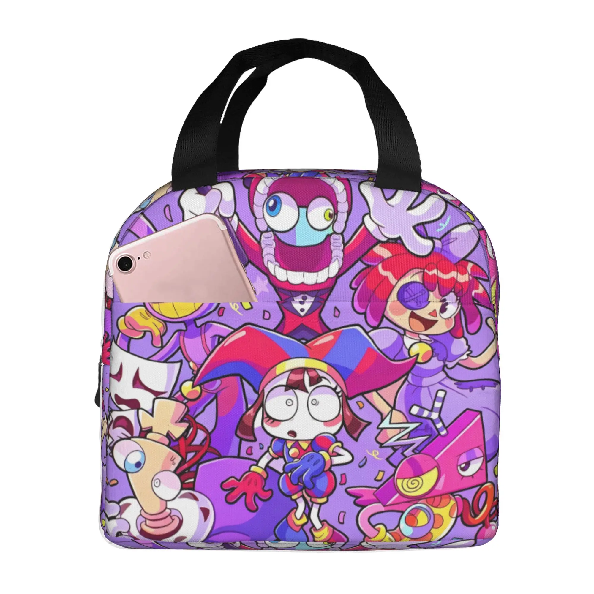 Jax D-Digitals Circus Insulated Lunch Bags for Camping Travel Black Humor Anime Leakproof Thermal Cooler Lunch Box Women Men