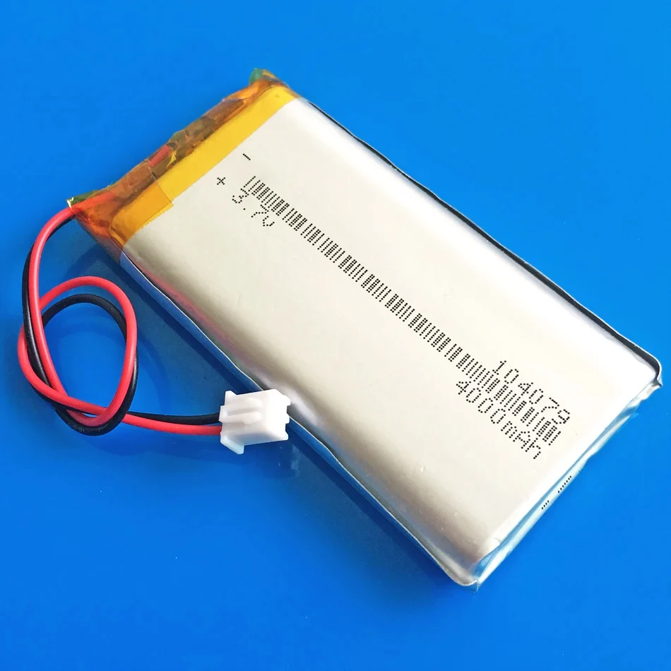 3.7V 4000mAh Polymer Lithium Lipo Rechargeable Battery 104079 + JST XHR 2.54mm 2pin For GPS DVD PAD tablet pc laptop power bank