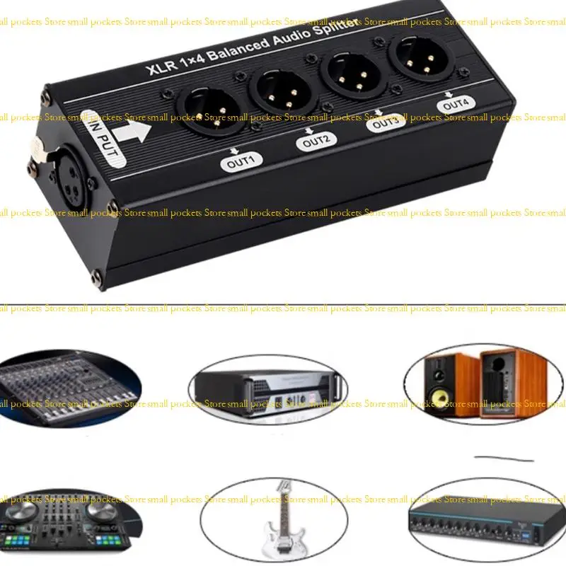 R1WD 6.5mm 1 dalam 4 Out 3pin Box Splitter Distribusi Profesional Distribusi Tanah Ground Kotak 1 hingga 4 Peralatan Studio