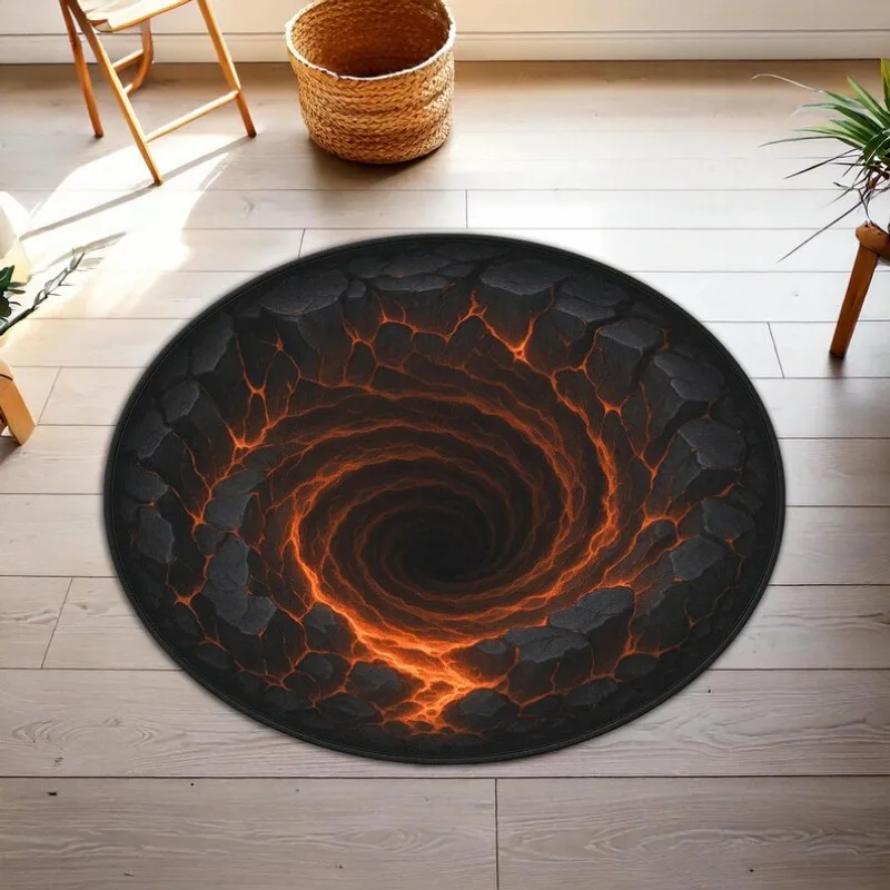 Dart Board Round Mat – Water & Fire Beer Theme Non-Slip Game Room Floor Target for Home Entertainment