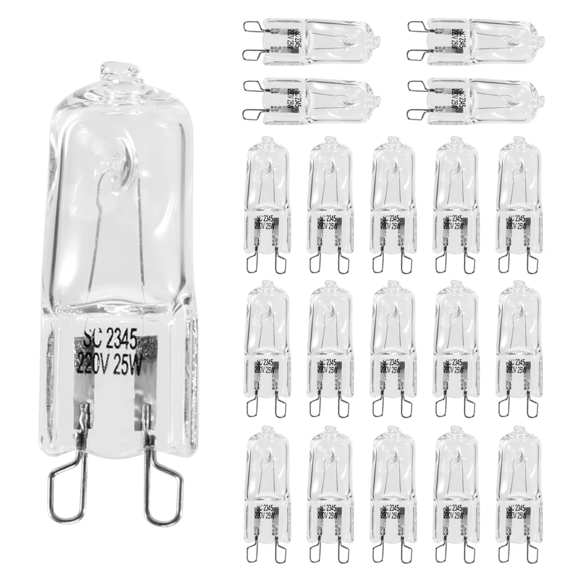 

halogen bulb20Pcs G9 Halogen Light Bulbs 25W Clear Halogen Lamps Dimmable Warm White 2800K