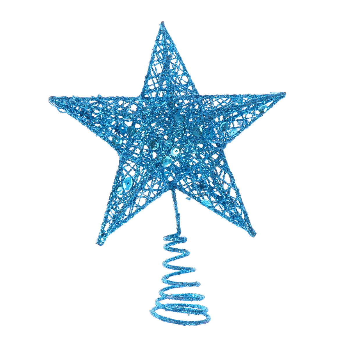

20Cm Christmas Tree Star Topper Iron Glittering Decoration Blue For Holiday Party Hotel Bar Use Ornament Tree Top Decoration