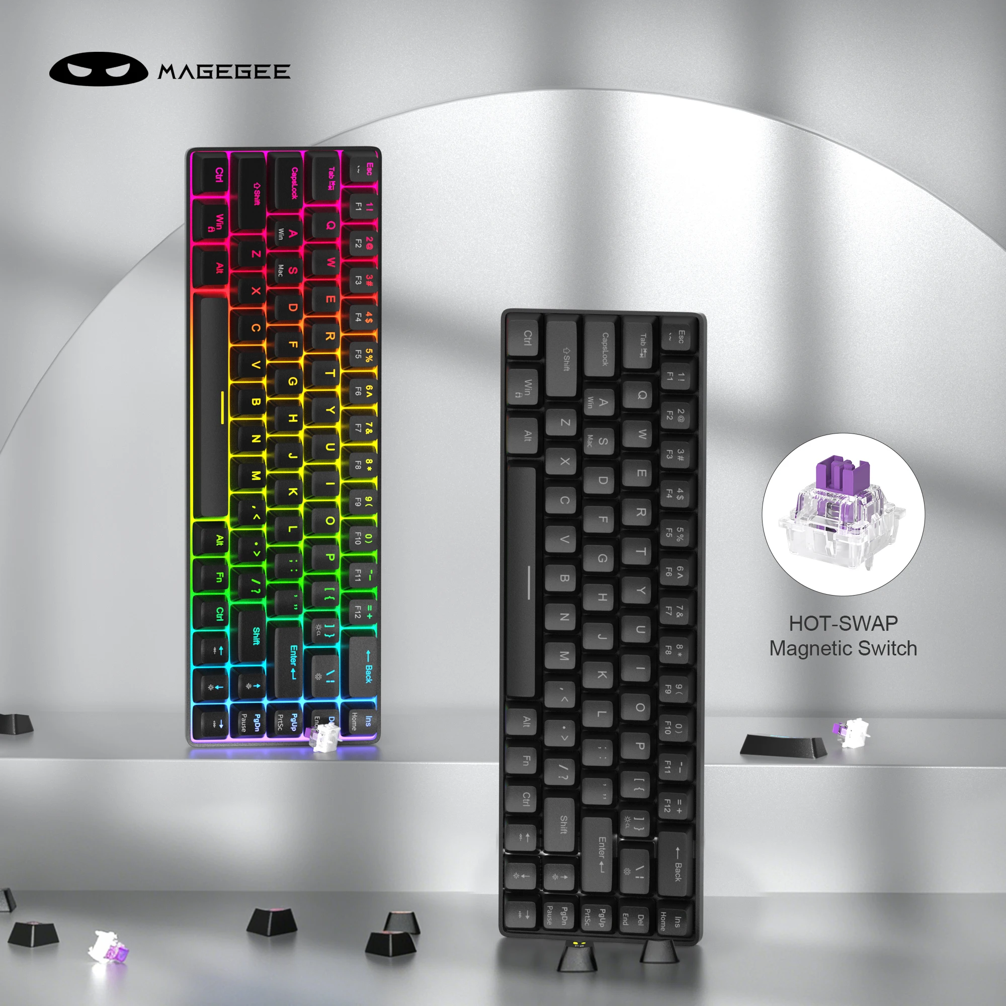 

MageGee MK-BOX Wired HE Mechanical Keyboard 60% RGB Light Hot-Swap Magnetic Switch RT Function Mini Keyboard for Gamer PC Laptop
