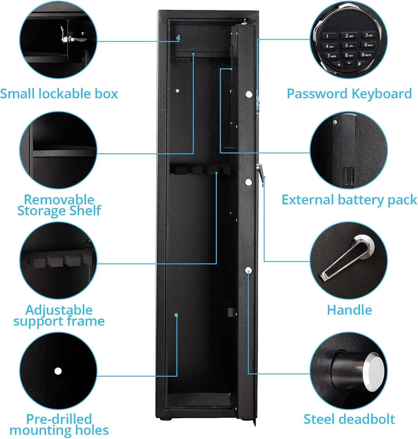 Gun Safe for Rifle, Upgraded Quick Access 5-6 Gun Large Rifle Gun Security Cabinet for Rifle Shotgun Firearms with/Without Optic