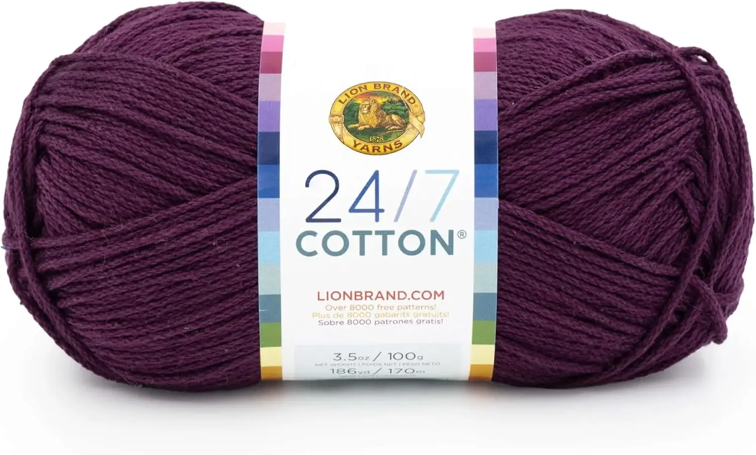 Hilo de Algodón Mercerizado 24/7 para Tejer y Hacer Crochet, 185 Yardas de Fibra Natural para Prendas Transpirables y Bolsos Resistentes