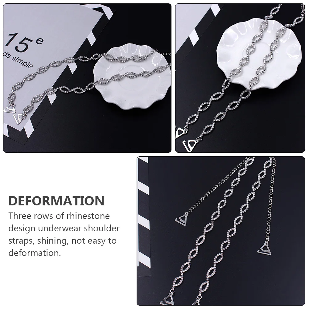 

1Pair Shiny Rhinestone Bra Straps Adjustable Length Wedding Dress Shoulder Straps Practical Accessories for Girls