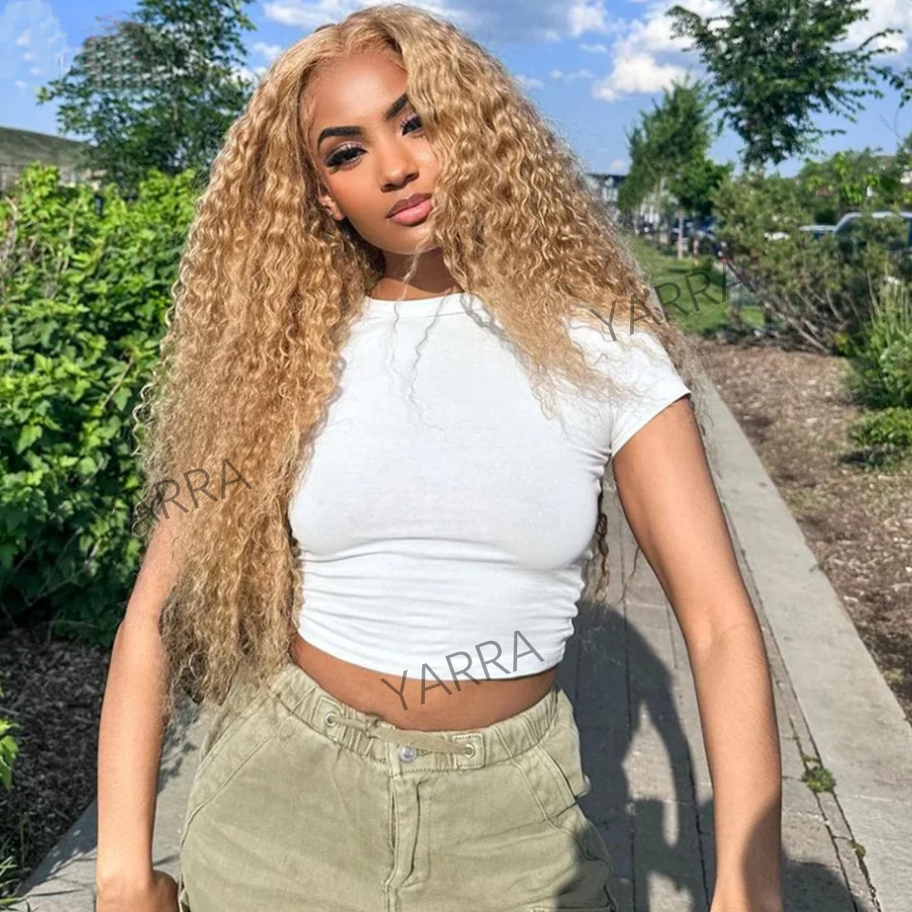 

13x6 Honey Blonde Colored Kinky Curly Human Hair Wigs Top Hairline 13x4 Lace Front Glueless Wig Transparent Lace For Black Women