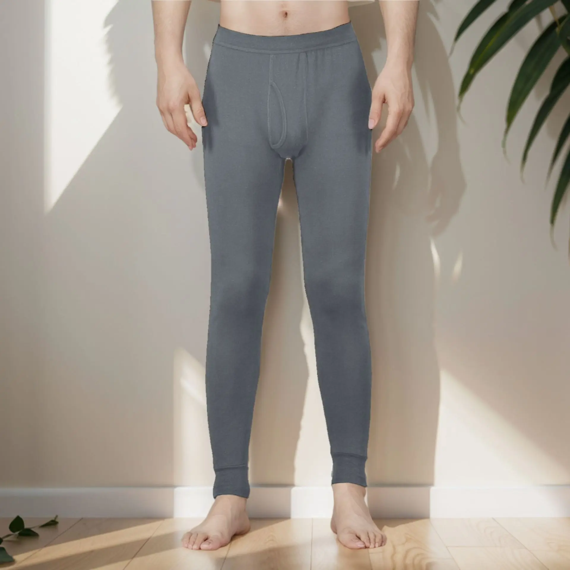 

Мужские теплые брюки с высокой талией из хлопкового флиса для осени и зимы, свободного кроя, комфортные, как базовый слой