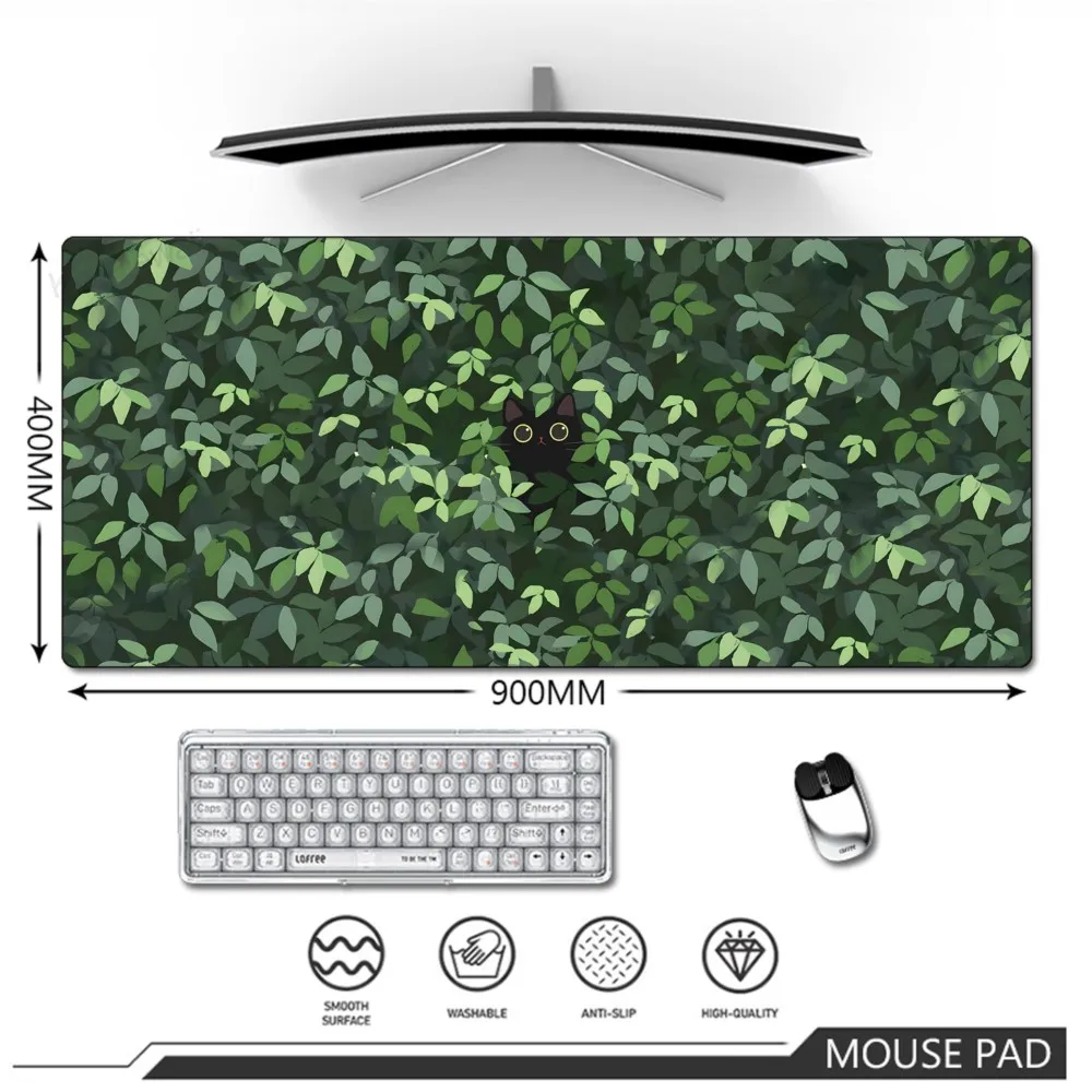 Green Plant Mouse Pad Grande Mousepad Game Mouse Mat Office Rubber Mausepad Desk Mat Gaming Pc Accessories Keyboard Pads 70x30cm