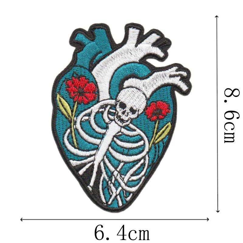 Fashion Creative Skull Skeleton Crystal Eye Heart Design Sew Iron On Embroidery Patch Badge Applique DIY Clothing Bag Accessory