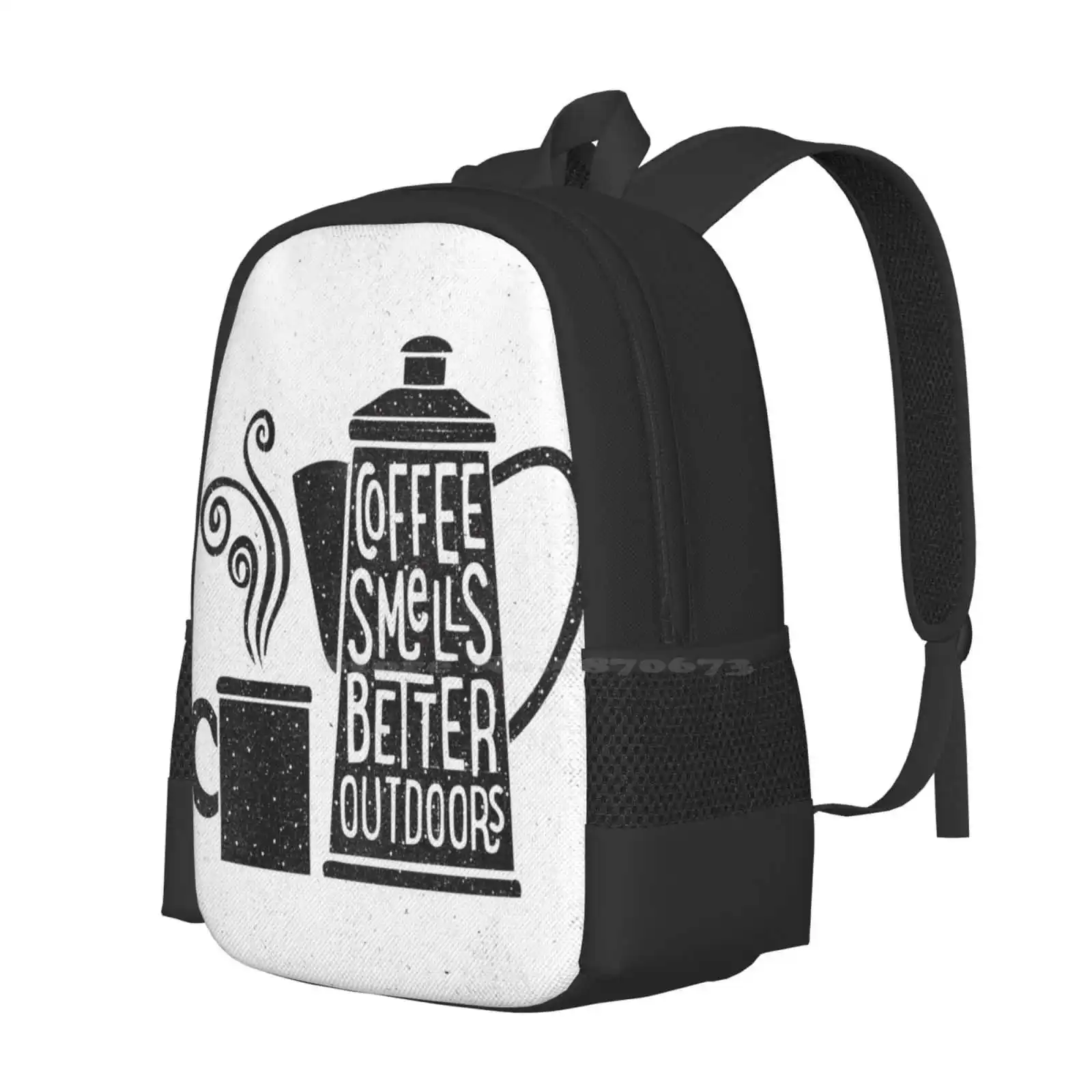 Coffee Smells Better Pattern Design Laptop Travel School Bags The Cabin Camping Camp Fires Coffee Beans Outdoors Coffee Pot