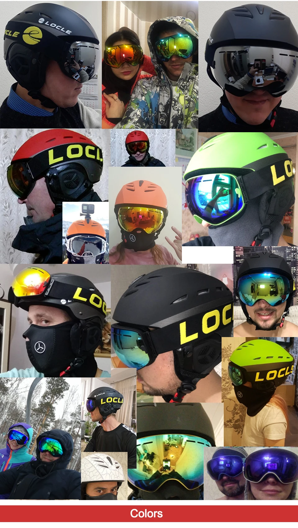 LOCLE Doppelschichtige Skibrille Antibeschlag UV400 Sphärische Skibrille Skifahren Schnee Snowboardbrille Skibrille Aufhellende Linse – Detail 1