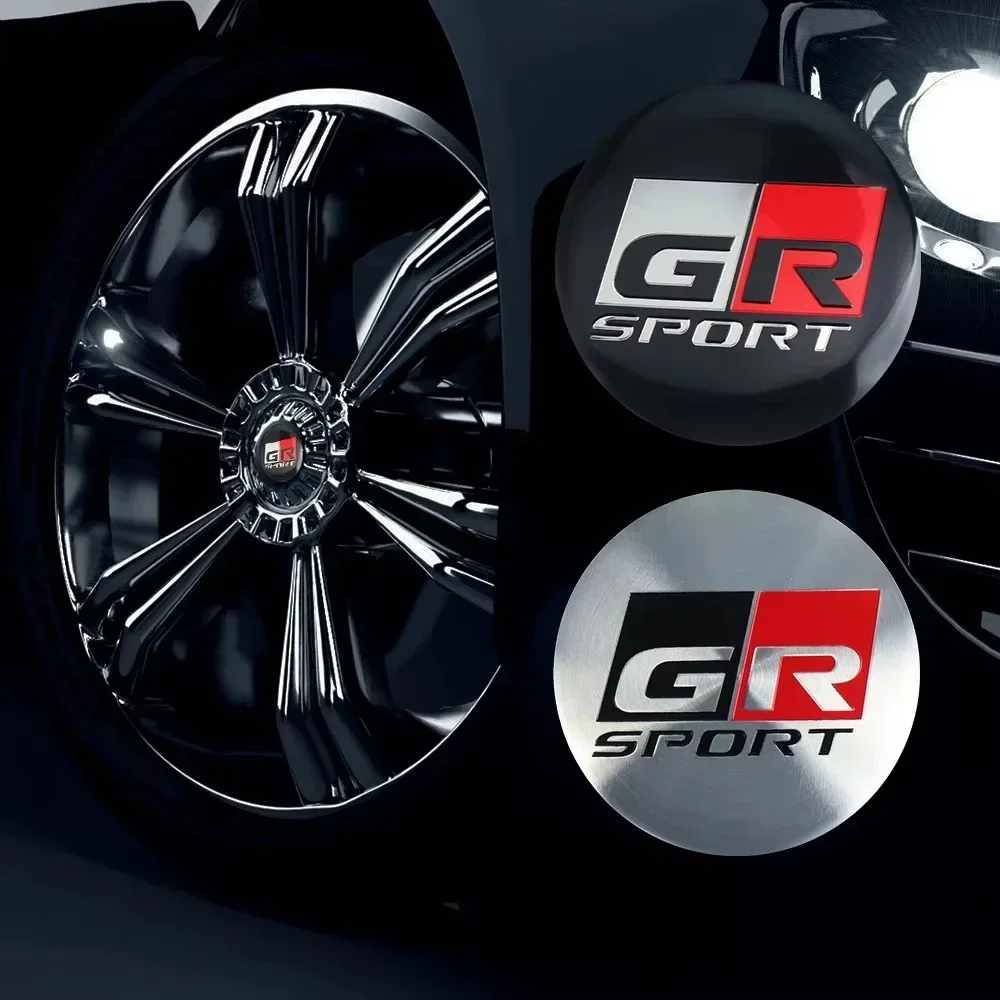 56/60/65mm para toyota gr esporte logotipo camry trd hilux prius C-HR rav4 supra hybird tampa central do cubo da roda do carro emblema de metal adesivos