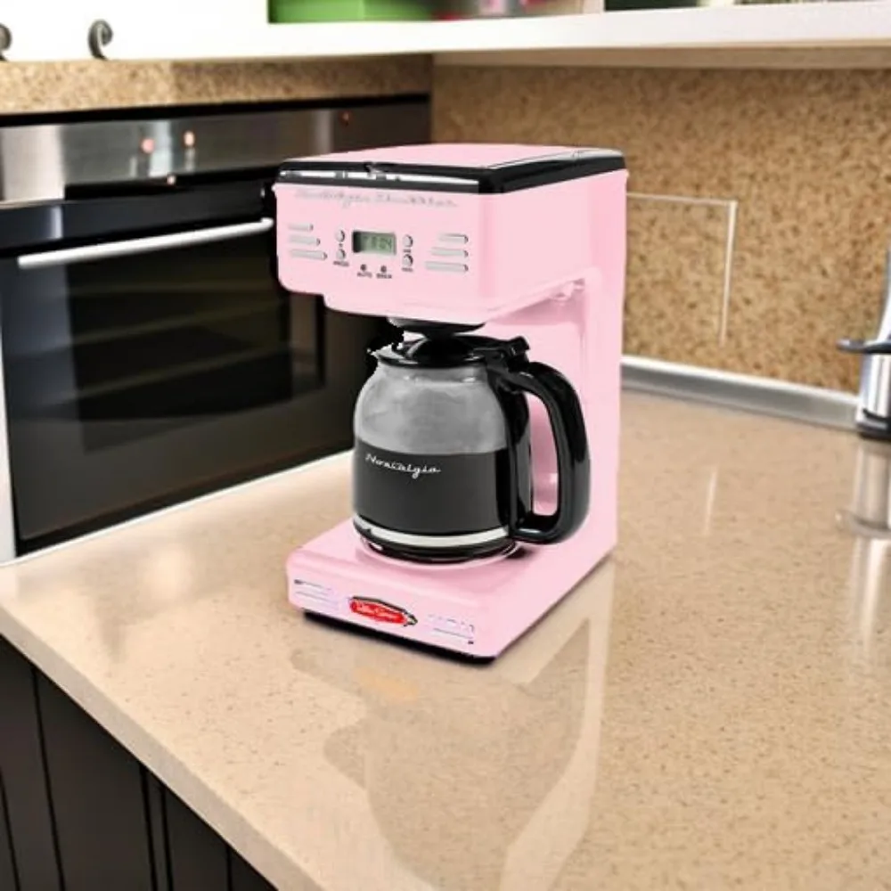 12-Cup Programmable Coffee Maker With LED Display, Automatic Shut-Off & Keep Warm, Pause-And-Serve Function, Pink
