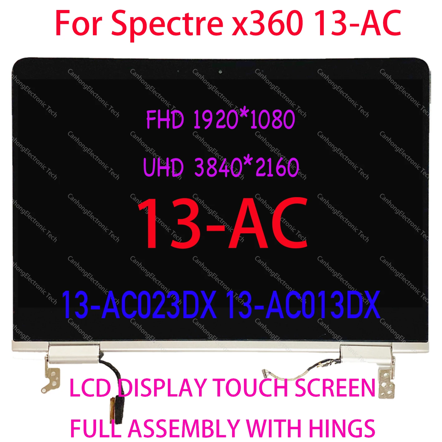 HPランプ用の完全な13.3インチLCDタッチスクリーンデジタイザー,ランプ用のアセンブリ,x360 13-ac 13t-ac000 13-ac033dx 13-ac012nf,918030-001