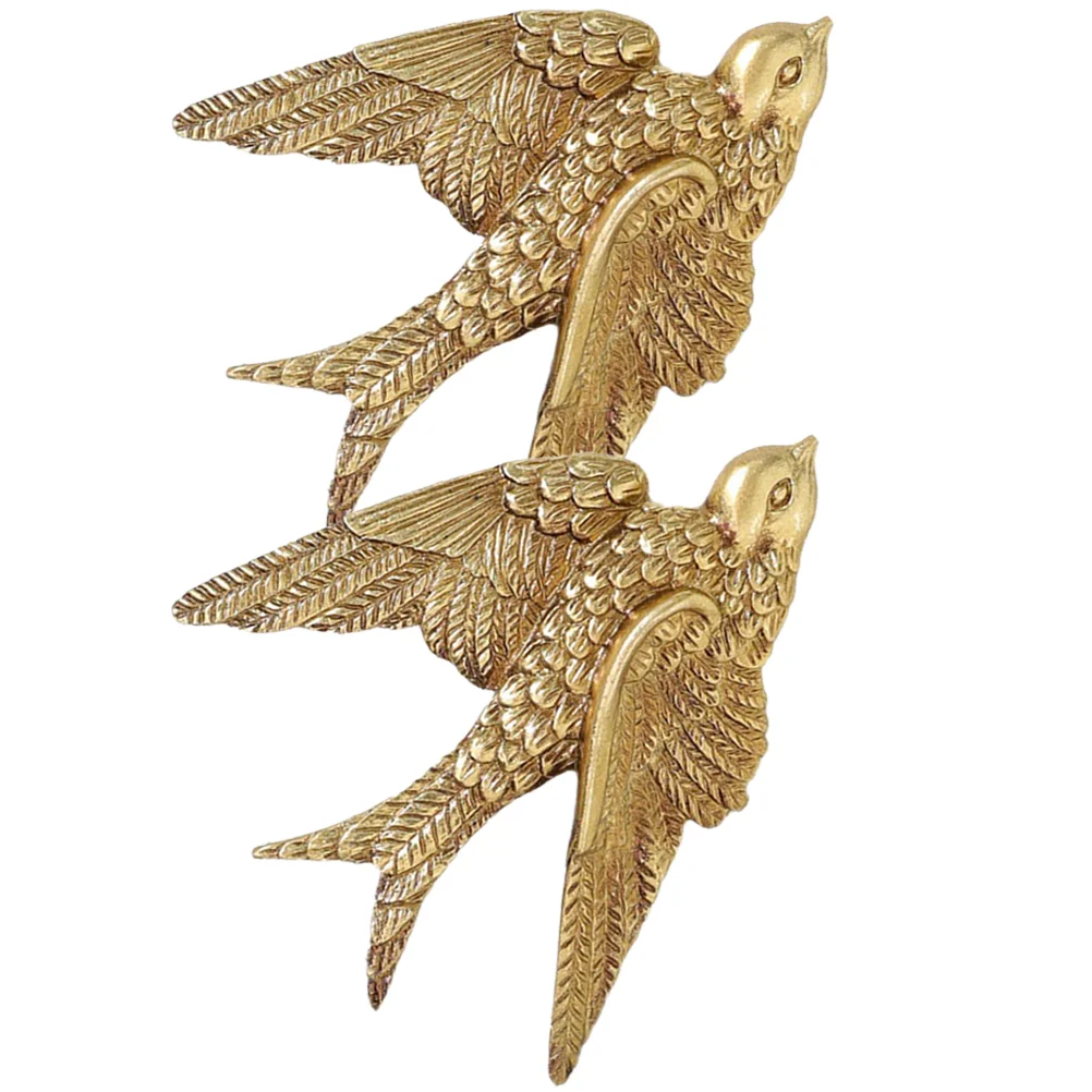 2 Pcs Vintage Wall Piece Statue Decoration Retro Hanging Resin Decals Swallow Ornament