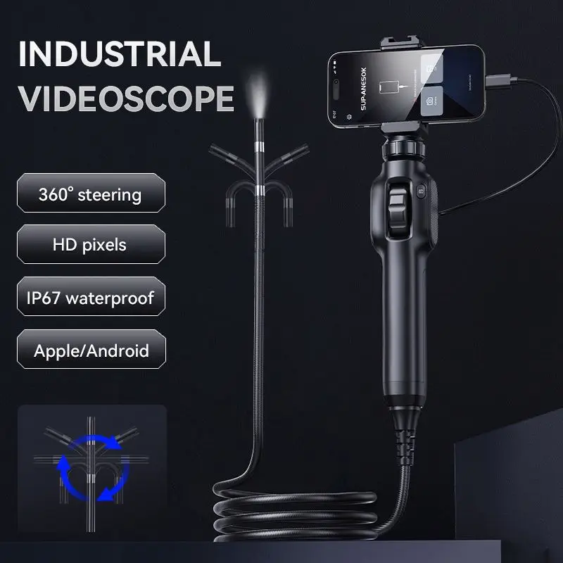 S43-OTG Two ways 360 Degree Articulating Endoscope 8.5mm 2m 1440P Borescope Articulated