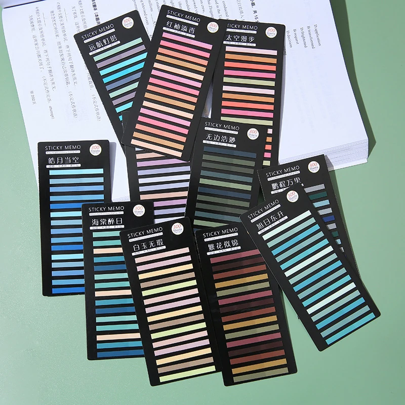 300Sheets Translucent Rainbow Color Index Sticky Notes Paper Sticker Notepad Bookmark School Supplies Kawaii Stationery Gifts