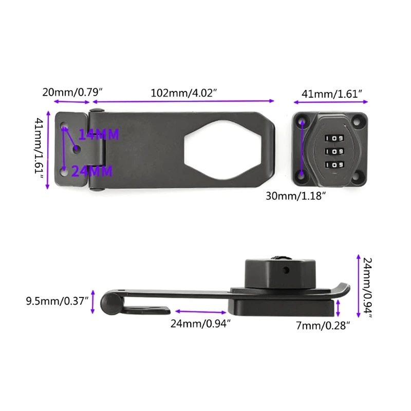 Serratura Hasp senza chiave per armadietto con serratura a combinazione a 3 cifre con codice Drosphip facile da installare