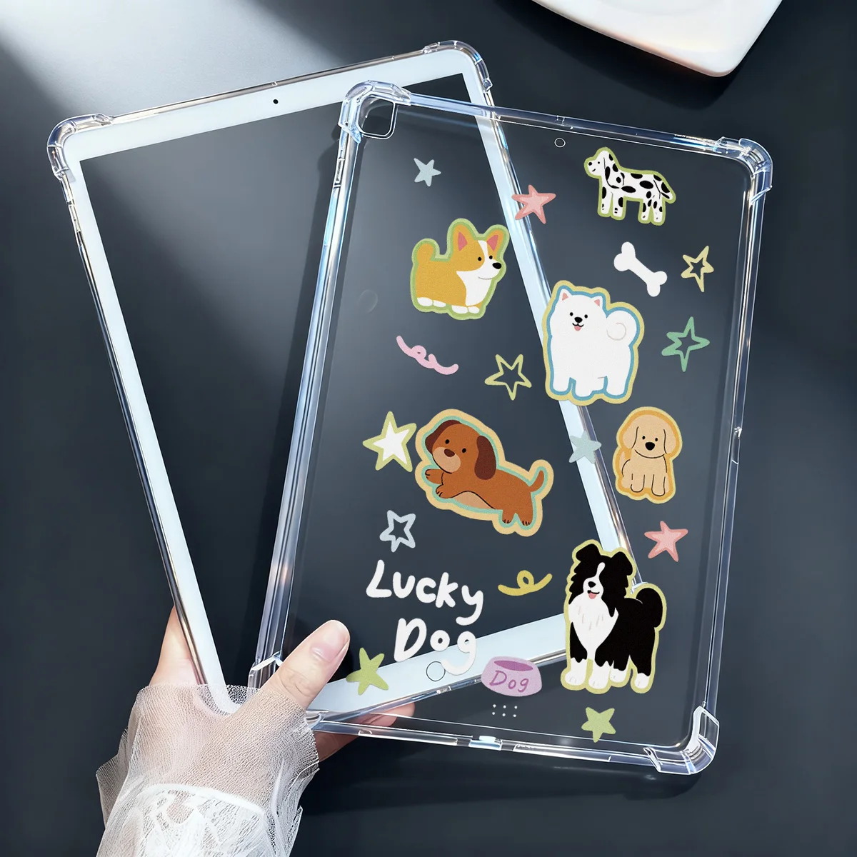 Macaron Bow Butterfly Shell Transparent Tablet Case for Apple iPad Pro 12.9 13 9.7 10.5 A16 11 10 Air 13 Mini 6 Cover New