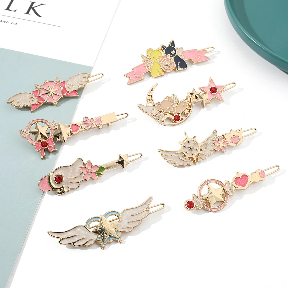 Anime SAILOR MOON Fashion Metal Hair Accessories Star Wing Modeling Cute Hair Clip Small Fresh Style Enamel Wild Hairpin