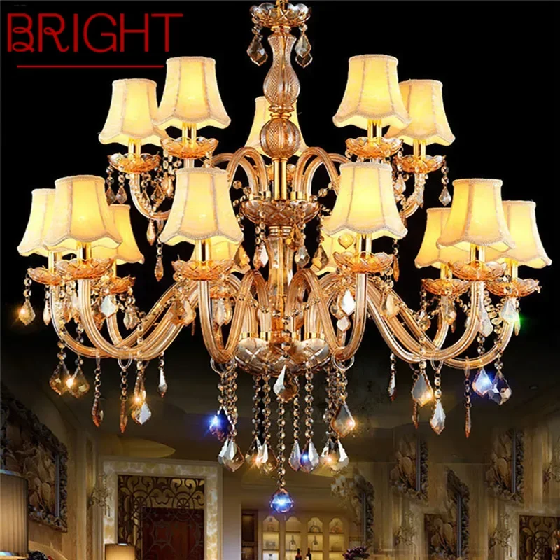 BRIGHT European Crystal Pendent Lamp Luxury Living Room Restaurant Bedroom Villa Hotel Clothing Store  Beauty salon Chandelier