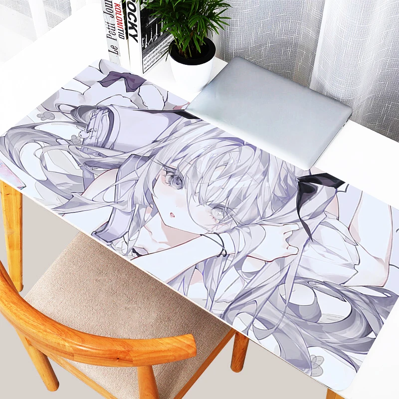Black And White Mouse Pad PC Sexy Anime Girls Gamer Cabinet Keyboard Rug XXL Kawaii Bunny Ears Mousepad Laptop Rabbit Desk Mat